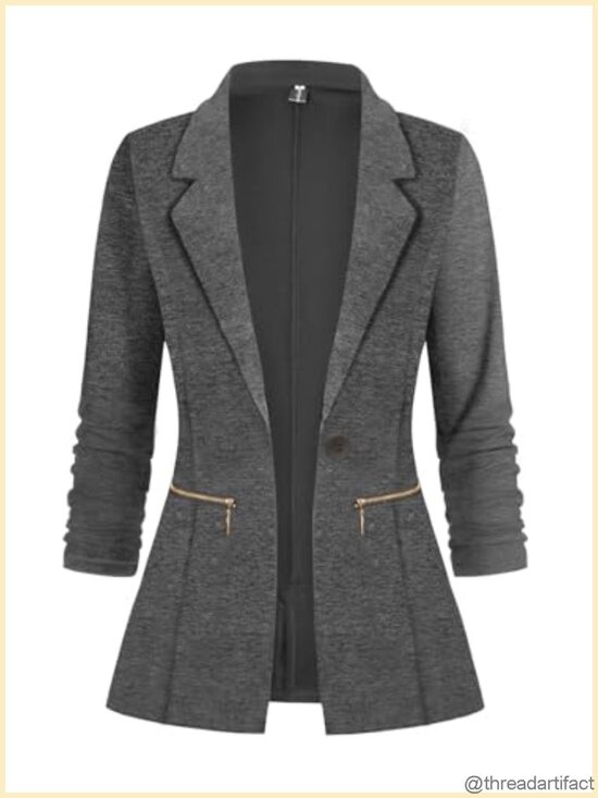 Jackets & Blazers - Women's Stretch Blazer Long Sleeve Slim Fit Work Office Suit Jacket